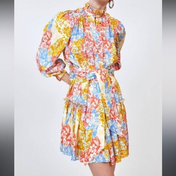 NWT Hunter Bell Blakely Dress Flower Patchwork Silk Medium - Picture 12 of 15